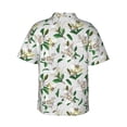 thumbnail image 3 of Balery Lilies Flowers Print Men's Hawaiian Shirts Short Sleeve Beach Shirt Relaxed Fit Vacation Button Down Shirts-Medium, 3 of 9