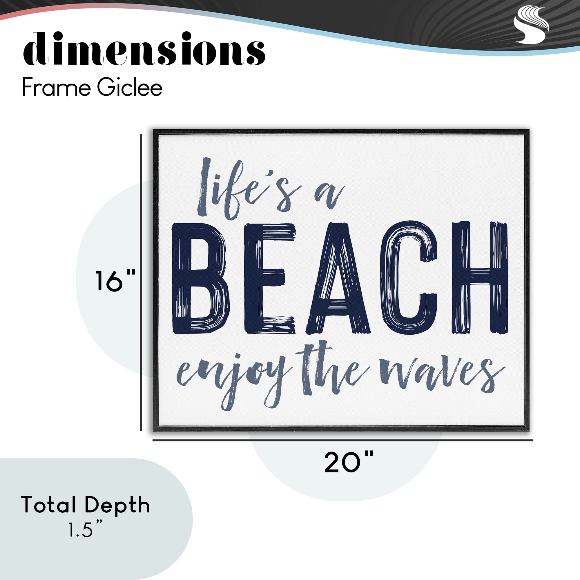 Summer Sentiment Enjoy Waves Black Framed Giclee Art, design by Lettered and Lined