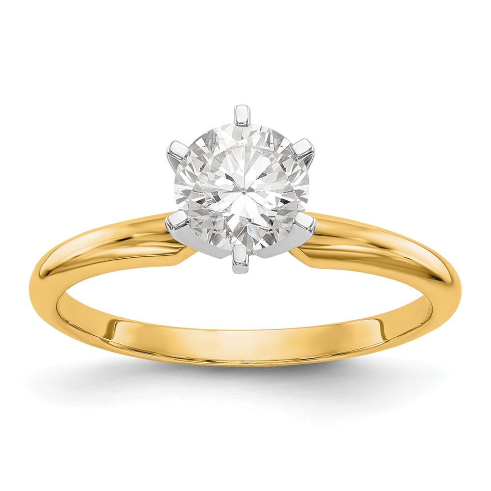 14k Yellow and White Gold Engagement Ring Solitaire Two Tone 1.25ct