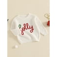 thumbnail image 5 of Toddler Kids Little Boy Girl Christmas Sweater 3 6 9 12 18 24 Months 2T 3T 4T 5T Letter Embroidery Long Sleeve Crew Neck Pullover Knit Tops for Winter Fall, 5 of 9