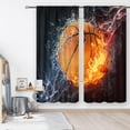 thumbnail image 2 of Sports Curtains for Boys Bedroom 42W x 63L Inch Rod Pocket Kids Basketball Curtains Cool Basketball Wall Art for Men Abstract Flame Decor Teenagers Living Room Window Drapes Fabric 2 Panels, 2 of 4