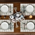thumbnail image 3 of Set of 4 Fall Placemats 12x18 Inch Pumpkins Autumn Thanksgiving Harvest Vintage Table Mat for Party Dining Decoration, Blue, 3 of 6