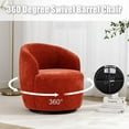 thumbnail image 3 of Swivel Barrel Chair, 360 Degree Swivel Small Single Sofa with Wooden Frame and Upholstered, Modern Round Accent Armchairs for Indoor, Living Room, Dining Room, Bedroom, Shopping Mall, Orange, 3 of 8