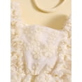 thumbnail image 6 of Suealasg Newborn Baby Girl Birthday Outfits Ruffle Sleeve Square Neck Lace Romper Bodysuit Photoshoot Dress with Headband 2Pcs Summer Clothes, 6 of 9