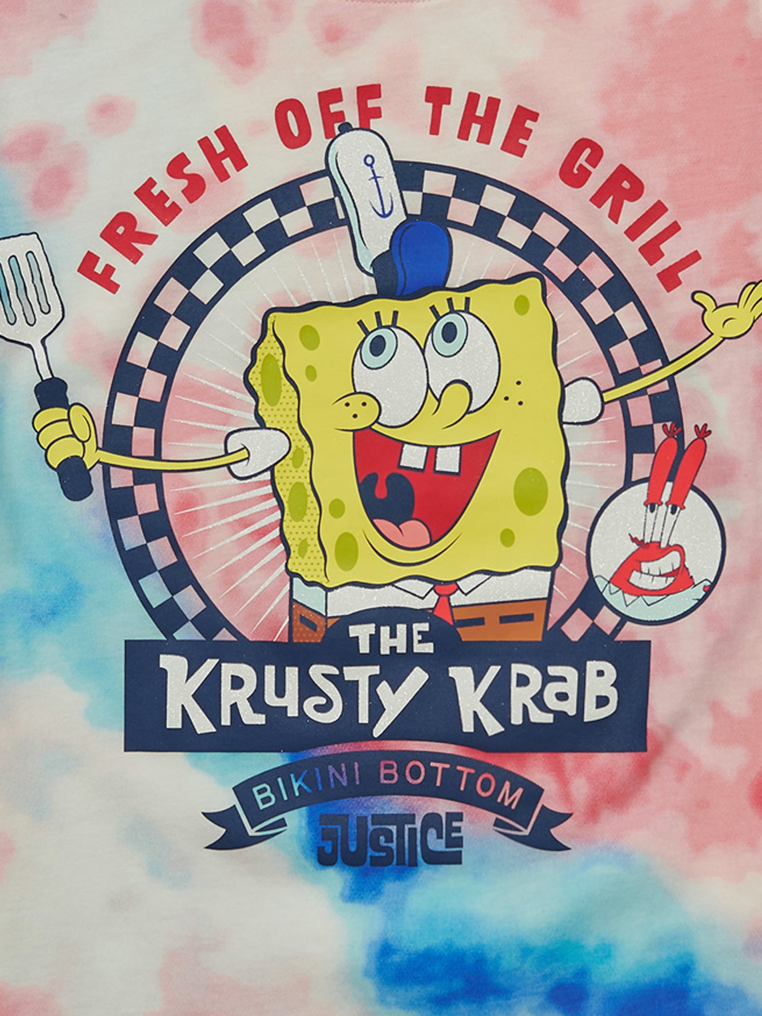 Spongebob X Justice Americana Collab Girls Oversized Tee, Sizes XS - XLP