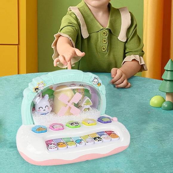 Juguete interactivo de animales con música, juguetes Montessori, juguete de desarrollo portátil, juguetes de educación temprana para niñas y niños , Verde Hugo teclado piano
