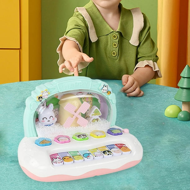 Juguete de animales interactivos para bebés con música, juguetes de educación temprana, juguete de desarrollo, juguetes Montessori portátiles para , Verde CUTICAT teclado piano