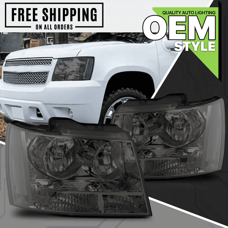 Headlights Assembly Clear Chrom for 07-14 Chevy Tahoe W/ Clear Headlights Assembly Clear Chrom for 07-14 Chevy Tahoe W/ Clear