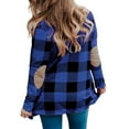 thumbnail image 4 of Ecqkame Women's Open Front Plaid Fall Jackets Fashion Long Sleeve Open Front Cardigan Outerwear Tops Blue S, 4 of 9