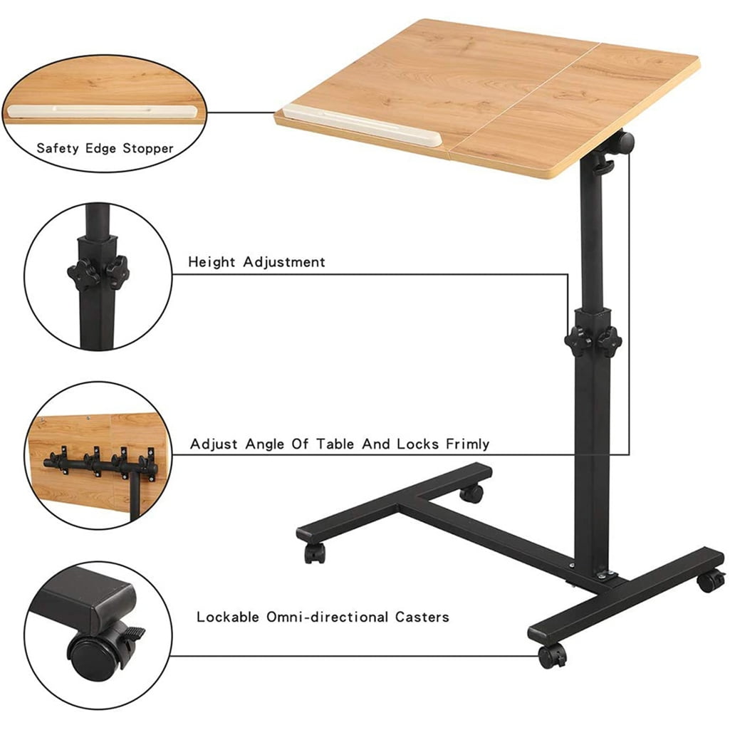Buy Rolling Laptop Table Lap Desk For Laptop Rolling Cart Tilting Overbed Bedside Table Overbed
