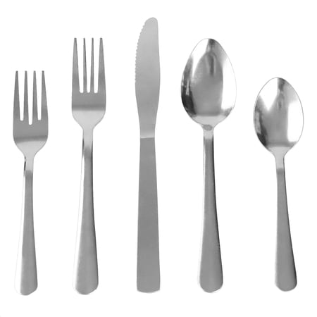 Home Basics Elle 20 Piece Stainless Steel Flatware Set, Silver