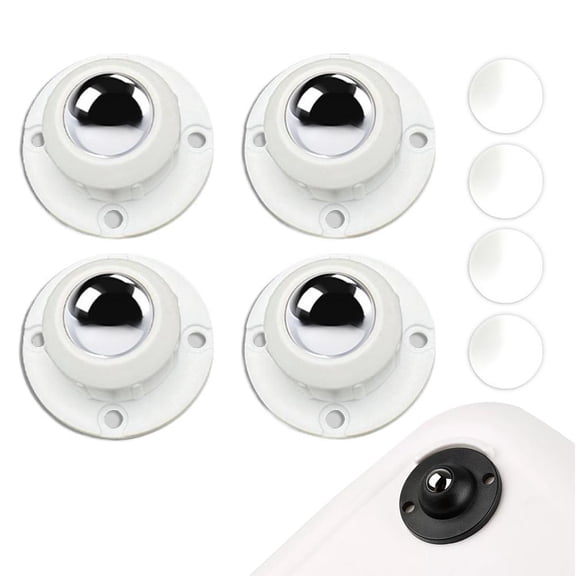4 Pack Anti-Rust Wheels Stainless Steel Self Adhesive Caster Wheels for Kitchen Appliance Rollers Sliders Mop Bucket, Load Capacity 28LBS Per Wheel for Furniture