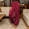 thumbnail image 4 of Ynynloco Women's Satin High Waist Cargo Joggers Pants Dressy Casual Lightweight Silky Elastic Waist Trousers with Pockets, 4 of 9