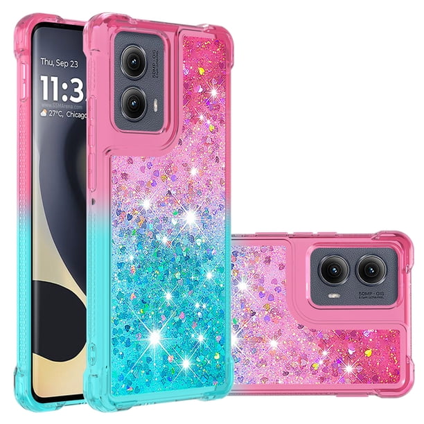 Funda para Motorola Edge 2024 5G Transparente con Brillos Carcasa Protectora Antigolpes con Glitter Brillante
