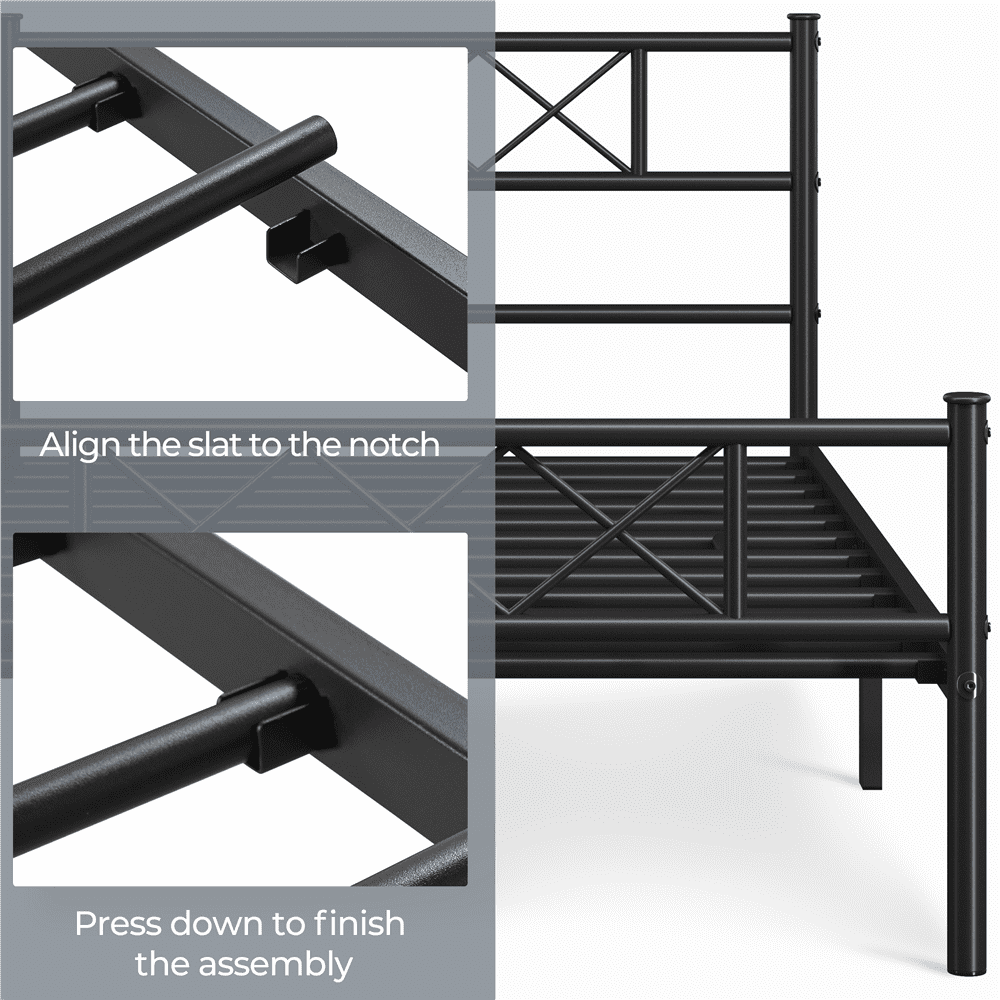 Yaheetech Metal Platform Bed Frame with Headboard and Footboard, Twin XL, Black