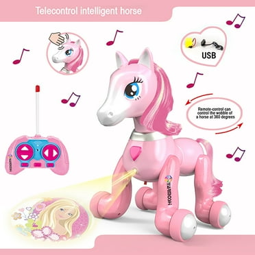 YARMOSHI RC Dolomite Pony Horse on Wheels Robot Remote Control USB Charger Fun Music and Lights 360 Degrees Turn Gift for Boys Girls Age 5 