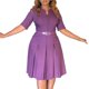 thumbnail image 3 of Vestido de fiesta de otoño para mujer, informal, de talla grande, ajustado, para oficina, retro, elegante, con escote en V, cintura alta, estampado, manga 3/4, 3 of 5