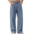 thumbnail image 3 of Men's Baggy Jeans Relaxed Fit Straight Leg Wide Leg Denim Pants Vintage Washed Casual Trousers with Pockets for Daily Commute and Weekend Streetwear, 3 of 8