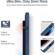 Liquid Silicone Case for iPhone 14 Pro, [True Liquid Silicone] [Anti Fingerprint] 4 Layer Phone Case Protective Cover, Full Coverage Around Camera & Built-in Microfiber, 6.1, Blue
