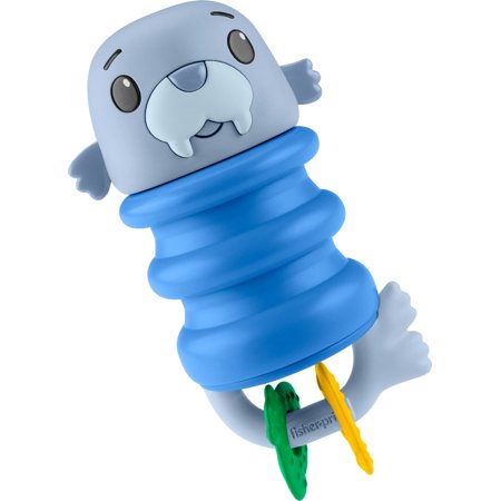 Fisher-Price Squishseas Silicone Walrus Rattle & Teether Activity Toy for Newborn Baby