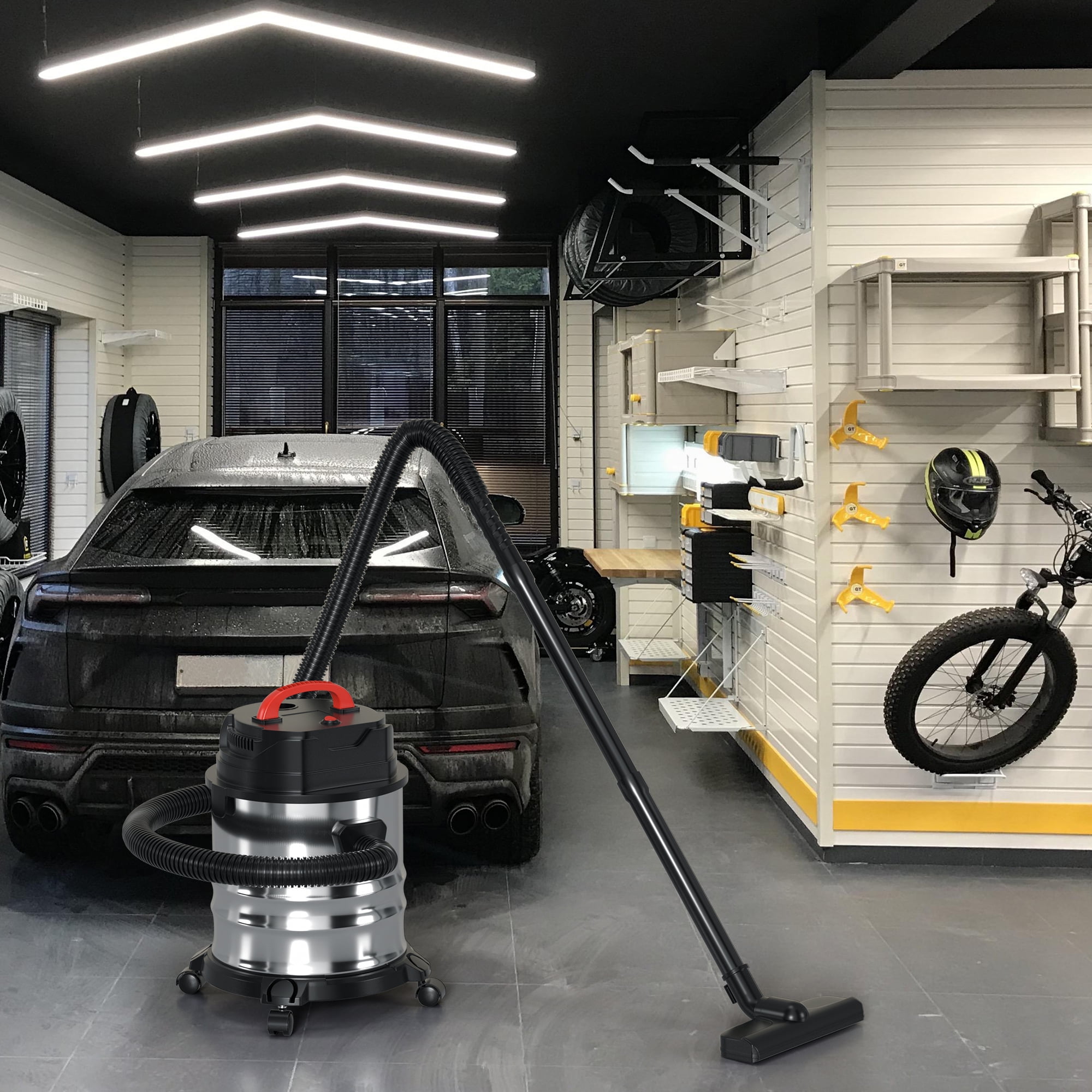 TOPTENG Wet Dry Vacuum Cleaner, 4.75 Gallon 1800W 6 HP Peak Stainless Steel Shop Vacuum Wet and Dry, with Filter and Attachments for House Garage Workshop Car