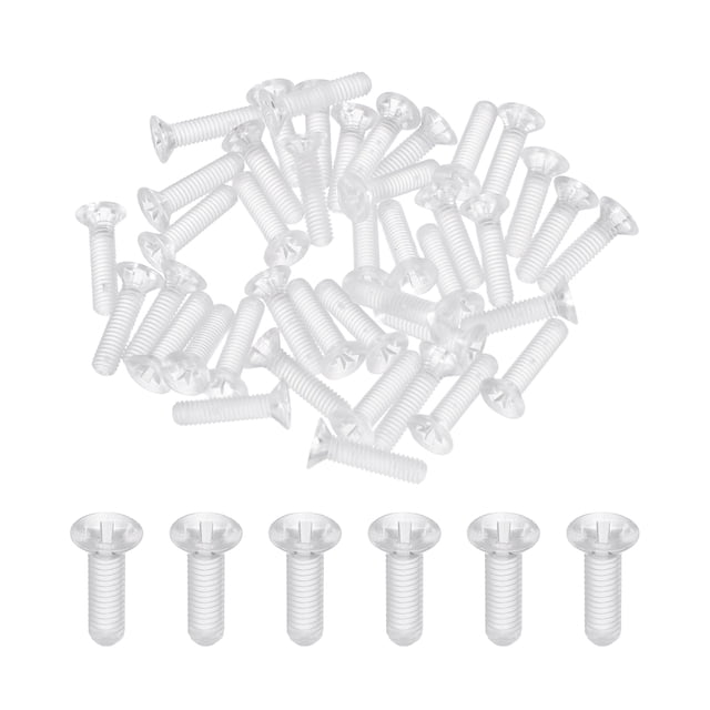 Uxcell 40Pcs M3x10mm Plastic Phillips Machine Screws, Insulated PC Countersunk Screws