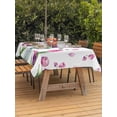 thumbnail image 3 of Outdoor Tablecloth with Umbrella Hole for Patio/Picnic/Party/Camping, Pink Tulips Waterproof Table Cloth Rectangle Table Cover Washable, Spring Floral Farmhouse Glass Vase Green Leaf (60"x 84"), 3 of 9