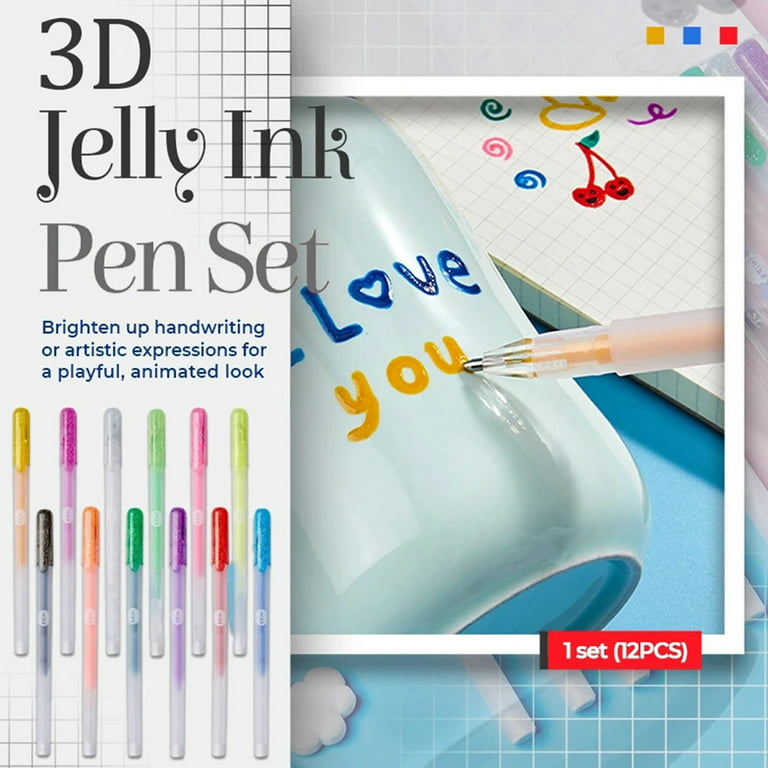 1set/6pcs 3d Jelly Pen With Colorful Ink For Student & Office Use