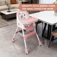 thumbnail image 7 of 4-in-1 Foldable Baby High Chair, Portable Toddler Dining Chair for Eating & Playing, Convertible Highchair with Adjustable Tray, Pink, 7 of 7
