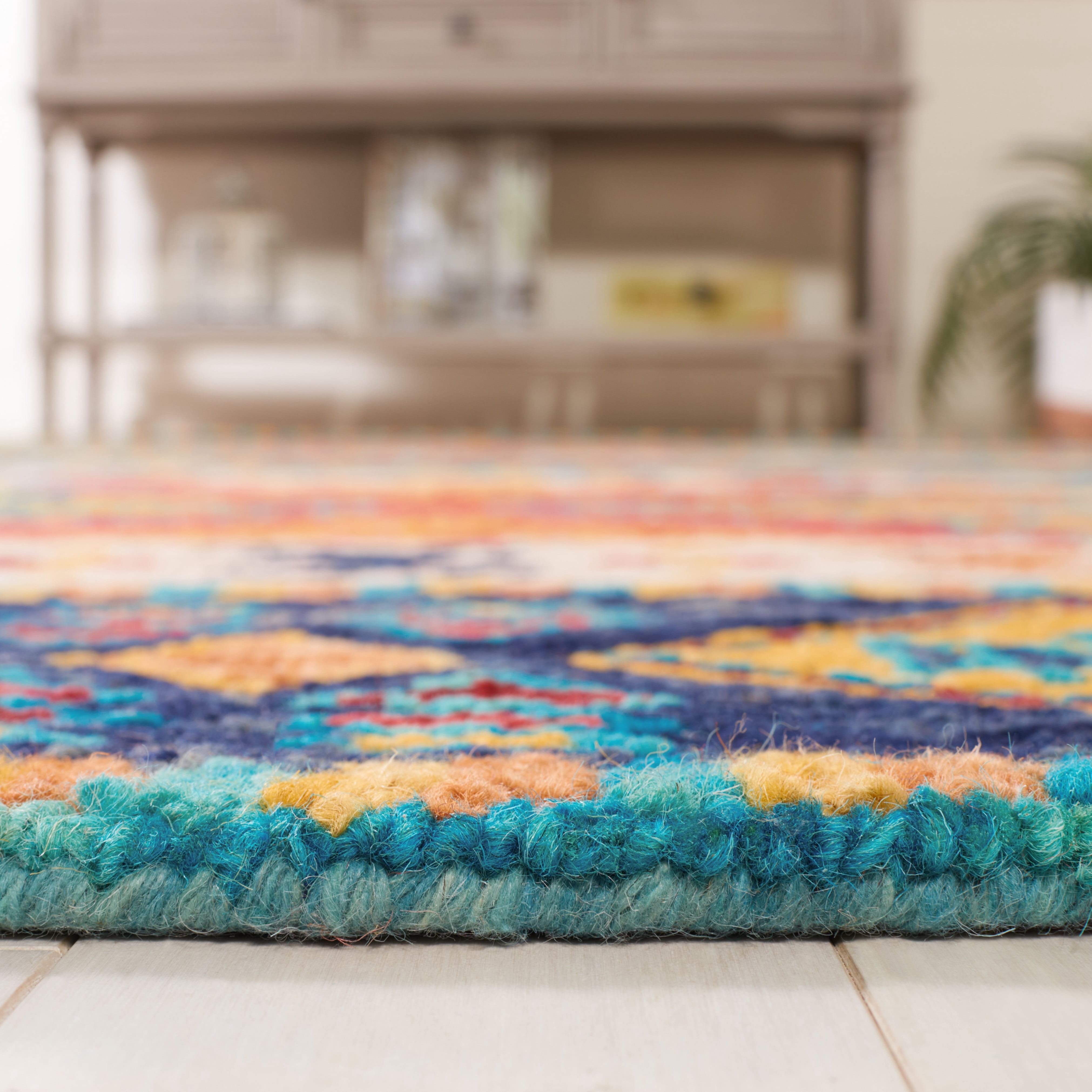 SAFAVIEH Aspen Tessan Southwestern Wool Runner Rug, Navy/Ivory, 2'3" x 13'