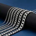 thumbnail image 2 of HIJONES Stainless Steel Flat Chain Necklace for Men Collarbone Chain Jewelry Hip Hop Rock Sweater Chain 7.5MM 60CM Silver, 2 of 5