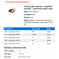 thumbnail image 2 of Left Tail Light Assembly - Compatible with 2007 - 2009 Nissan Altima Sedan 2008, 2 of 2