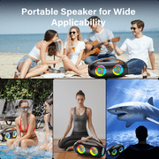 JYX Party Speaker, Waterproof Outdoor Speakers Bluetooth, Portable Boombox with DJ Lights for Pool Beach Party