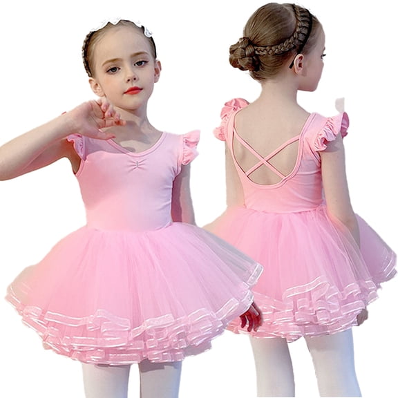 ‌LYMAYTER ‌Toddler 4-Tiered Tulle Tutu Skirt Girls Ballet Dance Costume Elastic Waist‌ Dance Skirt Or Set
