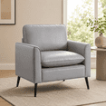 thumbnail image 3 of LAZZO Faux Leather Accent Chair, Mid-Century Modern Upholstered Armchair with Curved Armrests for Living Room and Office, Gray, 3 of 9