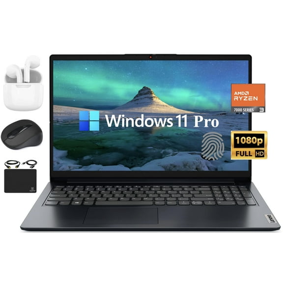 Lenovo IdeaPad Laptop 2024 Flagship, 15.6" FHD Display, AMD Ryzen 3 7320U (4 Cores, Upto 4.1GHz), 8GB LPDDR5, 512GB SSD, Radeon Graphics, Webcam, Fingerprint, Wi-Fi 6, Win 11 Pro  HubxcelAccessory