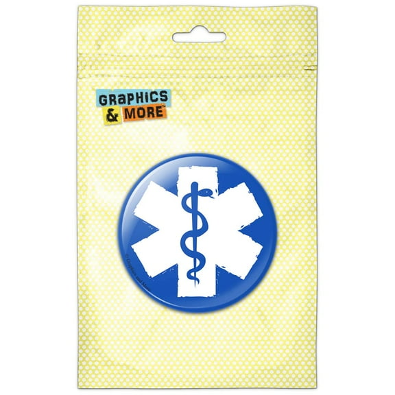 Star of Life Medical Symbol Rod of Asclepius Pinback Button Pin Badge
