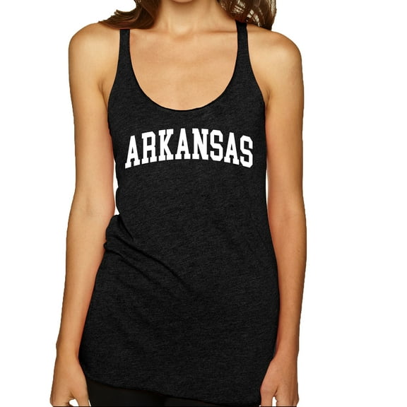 Wild Bobby State of Arkansas College Style Women Tri-Blend Racerback Tank Top