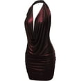 thumbnail image 2 of FashionOutfit Women's Sexy Halter Neck Ruched Bodycon Backless Party Cocktail Mini Dress, 2 of 5