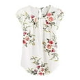 thumbnail image 1 of Femmes Casual Col Rond Basique Floral Plissé Top Cap Manches Courtes Chemisier Chemisier T-shirt pour Femmes, 1 of 2