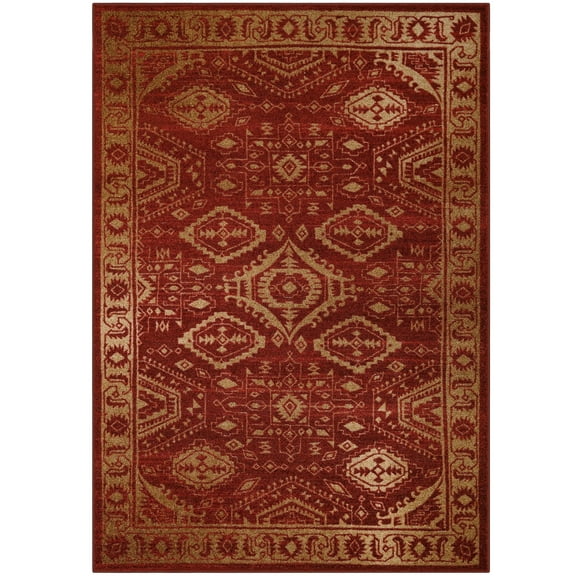 Maples Rugs Georgina Traditional Vintage Red Gold Non Slip Indoor Area Rug, 5' x 7'