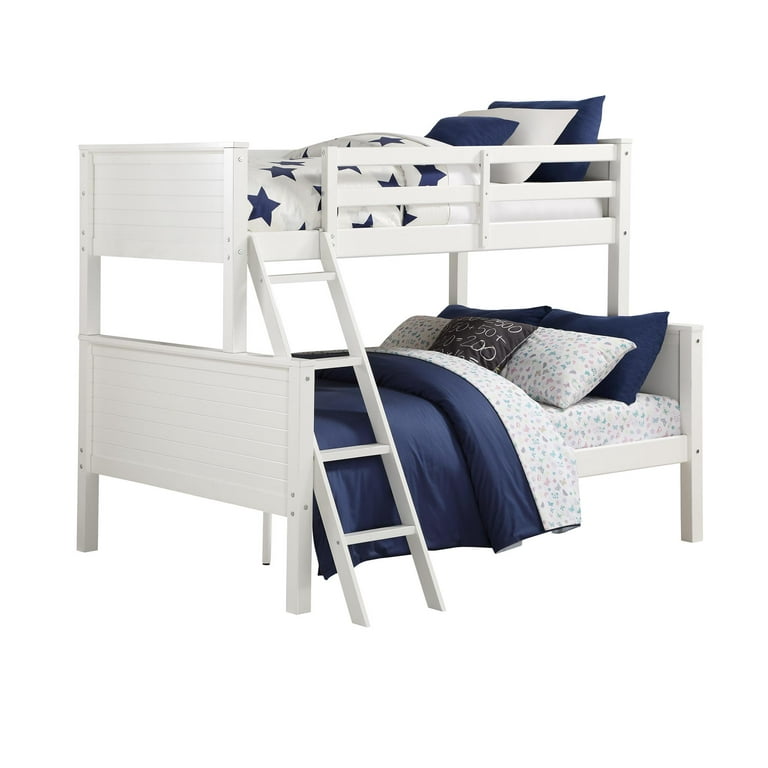 Your Zone Kenzo Convertible Twin-Over-Full Wood Bunk Bed, White