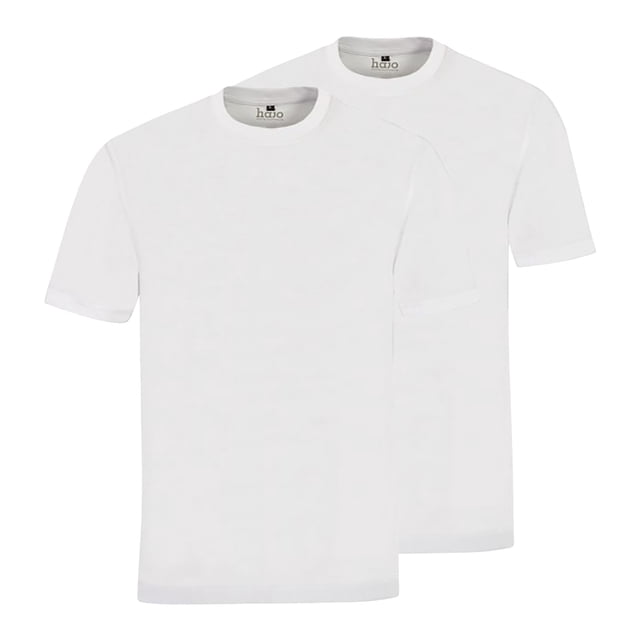 hajo Camiseta de hombre, pack de 2 - Básica, manga corta, cuello redondo, algodón, uni Blanco 4XL (XXXX-Large)