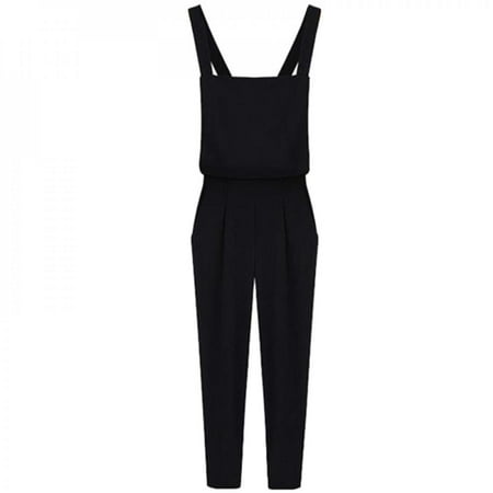 

Xmarks Womens Jumpsuits Pocket Vintage Sleeveless Backless Casual Harem Pants Solid Overalls Side Zipper Fly Slim Paysuits