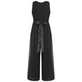 thumbnail image 3 of Moggemol Kids Girls Ruffled Chiffon Pageant Banquet Rompers Summer Sleeveless Wide Leg Pants Jumpsuit Playsuit Black 12, 3 of 4