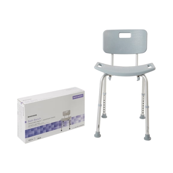 McKesson Bath Bench with Back, 15.5 to 19.5 in.