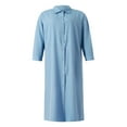 thumbnail image 4 of Women‘s Casual Solid Color Long Sleeves Lapel Shirt Ankle Length Button Down Oversized Blouse, 4 of 6