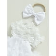 thumbnail image 6 of Musuos Baby Girl Cute Romper Dress 3M 6M 12M 18M Flower Short Sleeve Bodysuit with Bow Headband Set Summer Clothes, 6 of 9