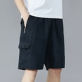 thumbnail image 4 of USNSM (L-5XL) Big and Tall Men's Solid Color Casual Pocket Zip Cargo Shorts Stretch Casual Knee Length Shorts Black XXXL, 4 of 7