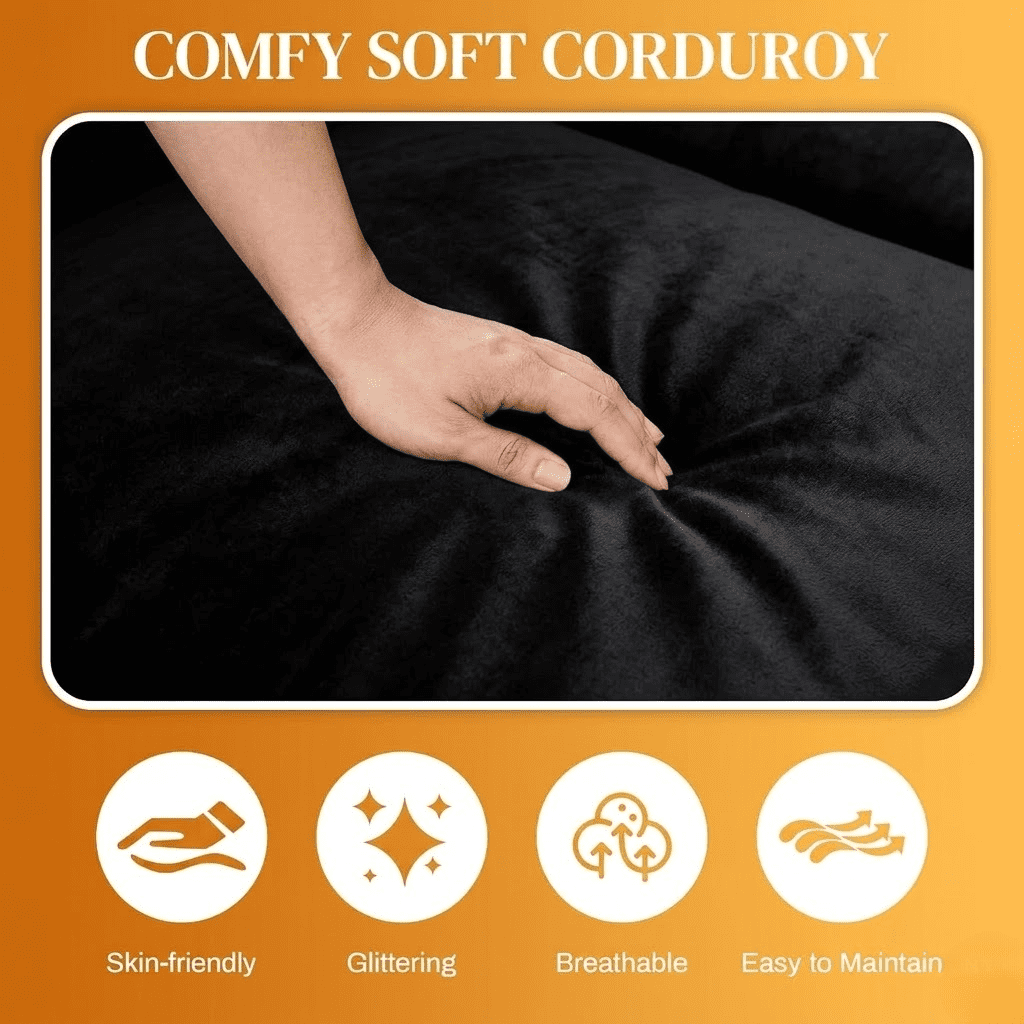 145" U Shaped Cloud Couch Sectional Sofa, Modular Chenille Sectional with Double Chaise, USB Charging, Hidden Storage & Center Console, Deep Seat Comfy Couch for Living Room, Black